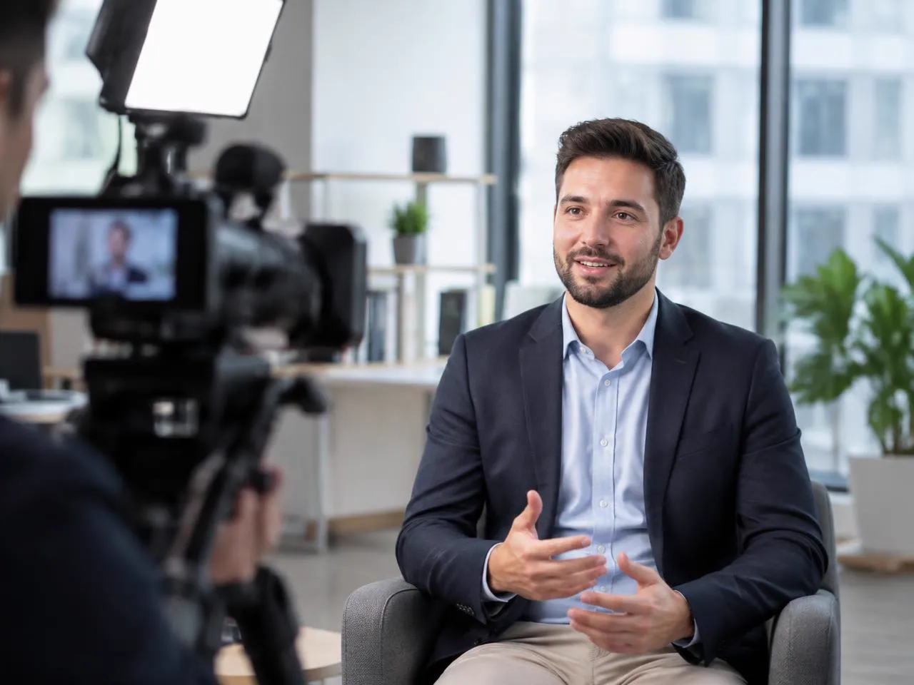 Employee speaking on camera for a workplace story video